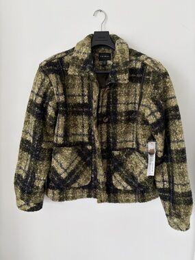 Tribal Olive Plaid Wool-Blend Jacket